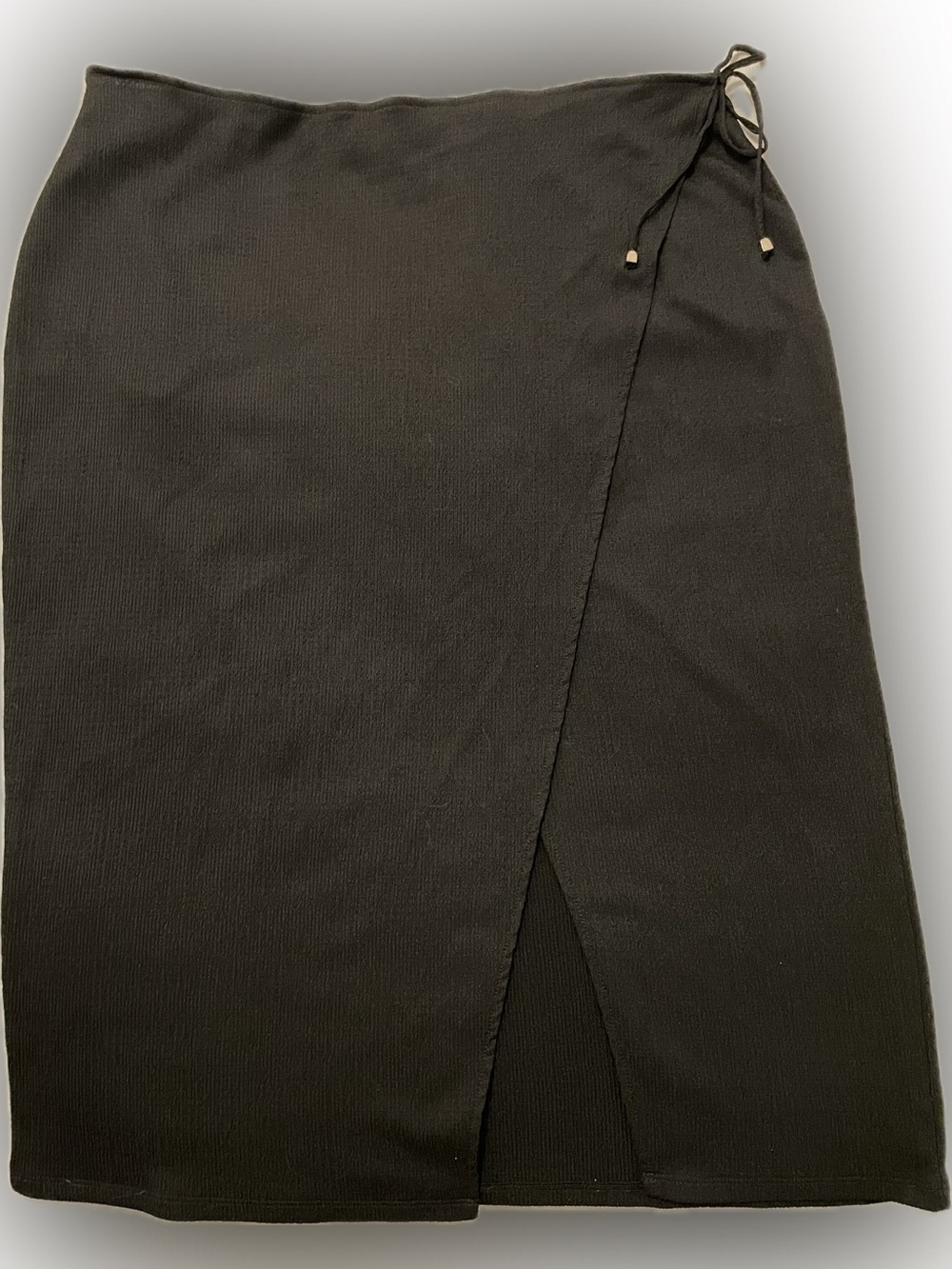 H&M Black Wrap Midi Skirt with Side Tie